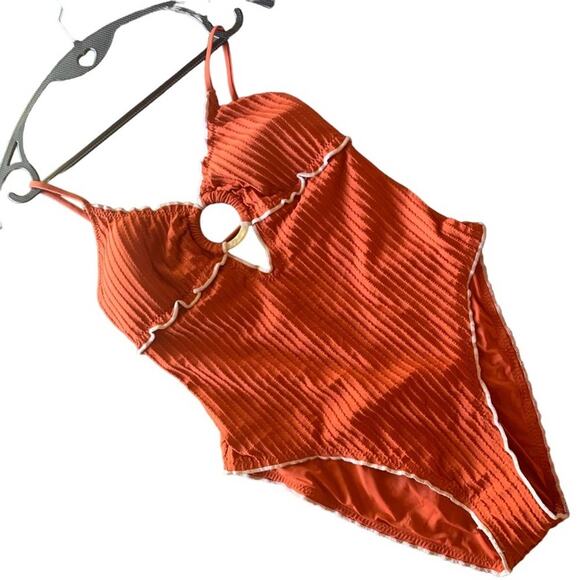 Isabella Rose Copper Keyhole Cutout  Large Tie Up Seashell Ring - Picture 3 of 16